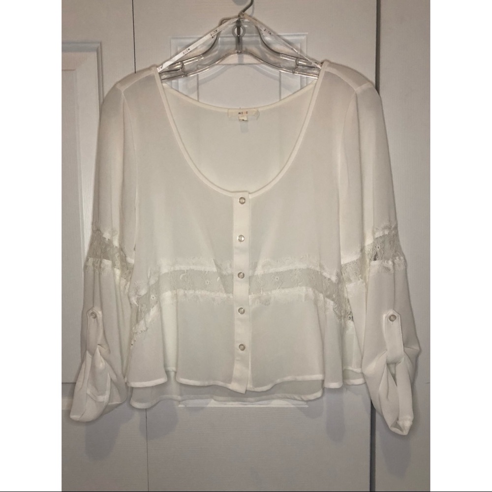 Sheer Lace Detail Top